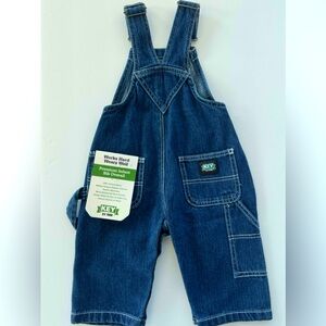 NWT • KEY Bib Overalls • INFANT 9M • Denim • 100% Cotton • Snap Inseam Closure